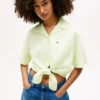 Cămașă Tommy Jeans din amestec de in, cu nod în față Cămașă Tommy Jeans din amestec de in, cu nod în față