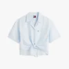 Cămașă Tommy Jeans din amestec de in, cu nod în față Cămașă Tommy Jeans din amestec de in, cu nod în față