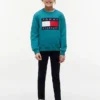 Colanți pentru fete cu logo Tommy în stil colegial