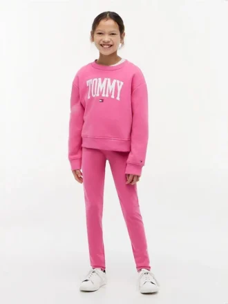 Colanți pentru fete cu logo Tommy în stil colegial