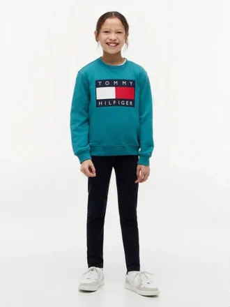 Colanți pentru fete cu logo Tommy în stil colegial