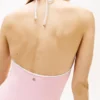 Costum de baie cu bretele și monogramă script pe toată suprafața Costum de baie cu bretele și monogramă script pe toată suprafața