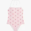 Costum de baie cu bretele și monogramă script pe toată suprafața Costum de baie cu bretele și monogramă script pe toată suprafața