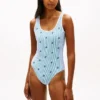 Costum de baie cu decolteu rotund și monogramă script pe toată suprafața Costum de baie cu decolteu rotund și monogramă script pe toată suprafața