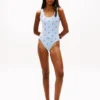 Costum de baie cu decolteu rotund și monogramă script pe toată suprafața Costum de baie cu decolteu rotund și monogramă script pe toată suprafața