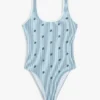 Costum de baie cu decolteu rotund și monogramă script pe toată suprafața Costum de baie cu decolteu rotund și monogramă script pe toată suprafața