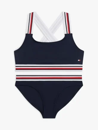 Costum de baie din două piese pentru copii, cu dungi caracteristice