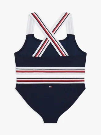 Costum de baie din două piese pentru copii, cu dungi caracteristice