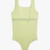 Costum de baie pentru fete cu guler pătrat și logo Costum de baie pentru fete cu guler pătrat și logo