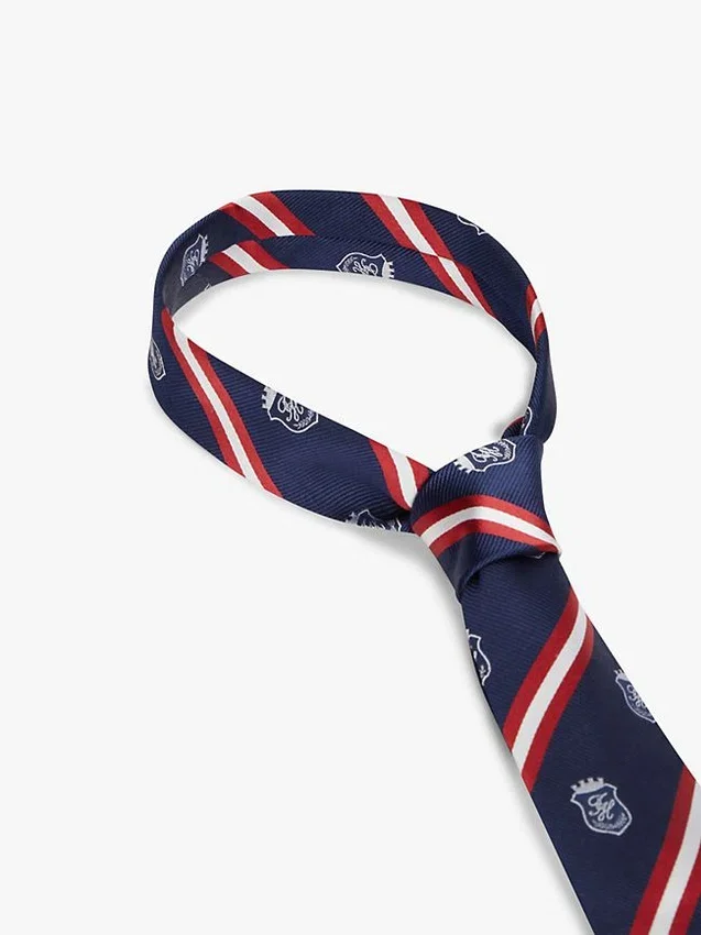 Cravată din mătase cu dungi și monogramă Cravată din mătase cu dungi și monogramă