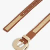 Curea din piele și rafie cu cataramă circulară Curea din piele și rafie cu cataramă circulară