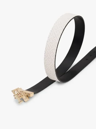 Curea reversibilă din piele cu cataramă monogramă