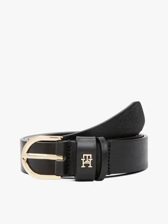 Curea subțire din piele cu monogramă