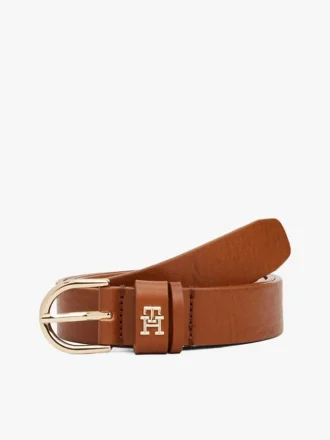 Curea subțire din piele cu monogramă