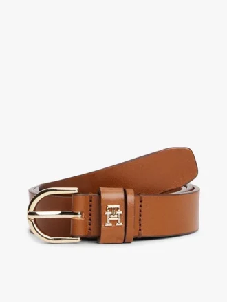 Curea subțire din piele cu monogramă