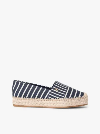 Espadrile cu platformă din pânză cu dungi