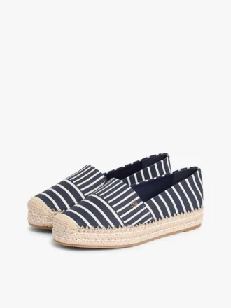 Espadrile cu platformă din pânză cu dungi