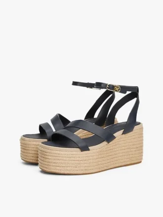 Espadrile cu platformă și curea din piele