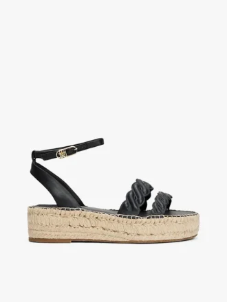 Espadrile cu platformă și curele răsucite din piele