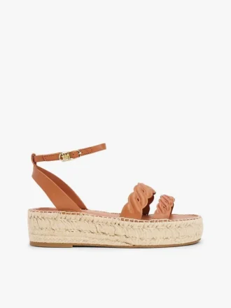 Espadrile cu platformă și curele răsucite din piele Espadrile cu platformă și curele răsucite din piele