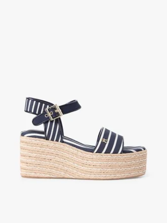 Espadrile cu platformă și toc în formă de pană cu dungi bretone Espadrile cu platformă și toc în formă de pană cu dungi bretone
