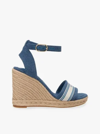 Espadrile cu talpă înaltă din denim cu logo