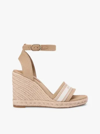 Espadrile cu talpă înaltă din denim cu logo Espadrile cu talpă înaltă din denim cu logo