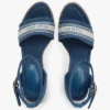 Espadrile cu talpă înaltă din denim cu logo
