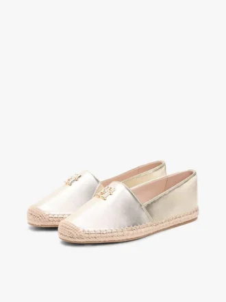 Espadrile din piele metalizată cu TH Monogram