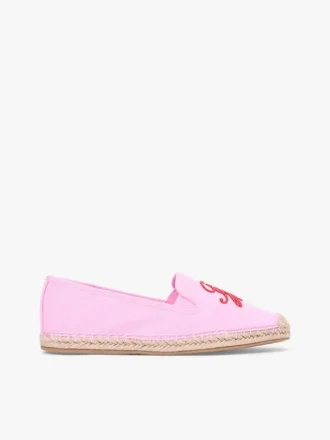 Espadrile din pânză cu monogramă brodată