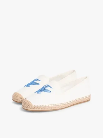 Espadrile din pânză cu monogramă brodată
