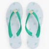 Flip-flop cu imprimeu monogramă și accesorii metalice