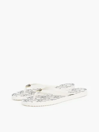 Flip-flop cu imprimeu TH Script și accesorii metalice