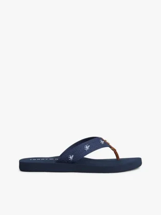 Flip-flopi din pânză cu monogramă brodată