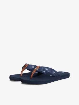 Flip-flopi din pânză cu monogramă brodată