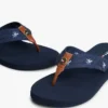 Flip-flopi din pânză cu monogramă brodată Flip-flopi din pânză cu monogramă brodată