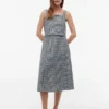 Fustă midi din amestec de in și bumbac cu imprimeu gingham Fustă midi din amestec de in și bumbac cu imprimeu gingham