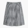 Fustă midi din amestec de in și bumbac cu imprimeu gingham Fustă midi din amestec de in și bumbac cu imprimeu gingham