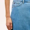 Fustă midi din denim cu tiv brut Fustă midi din denim cu tiv brut