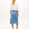 Fustă midi din denim cu tiv brut Fustă midi din denim cu tiv brut