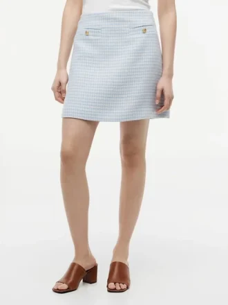 Fustă mini din tweed cu nasturi aurii