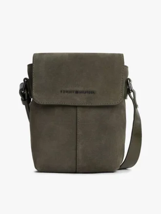 Geantă crossbody cu clapă din piele de căprioară