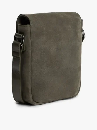 Geantă crossbody cu clapă din piele de căprioară