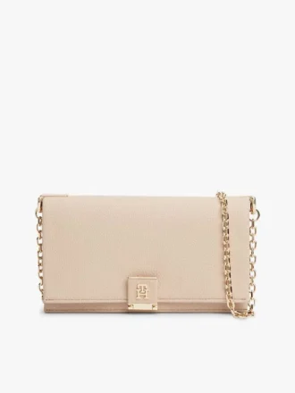 Geantă crossbody cu curea cu lanț și închizătoare cu monogramă