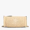 Geantă cu curea din lanț din rafie cu monogramă script Geantă cu curea din lanț din rafie cu monogramă script