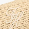 Geantă cu curea din lanț din rafie cu monogramă script Geantă cu curea din lanț din rafie cu monogramă script