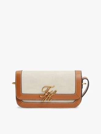 Geantă de umăr din pânză cu monogramă Geantă de umăr din pânză cu monogramă