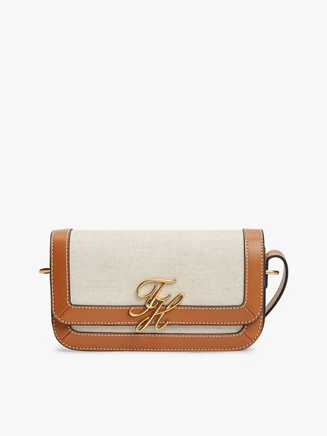 Geantă de umăr din pânză cu monogramă Geantă de umăr din pânză cu monogramă