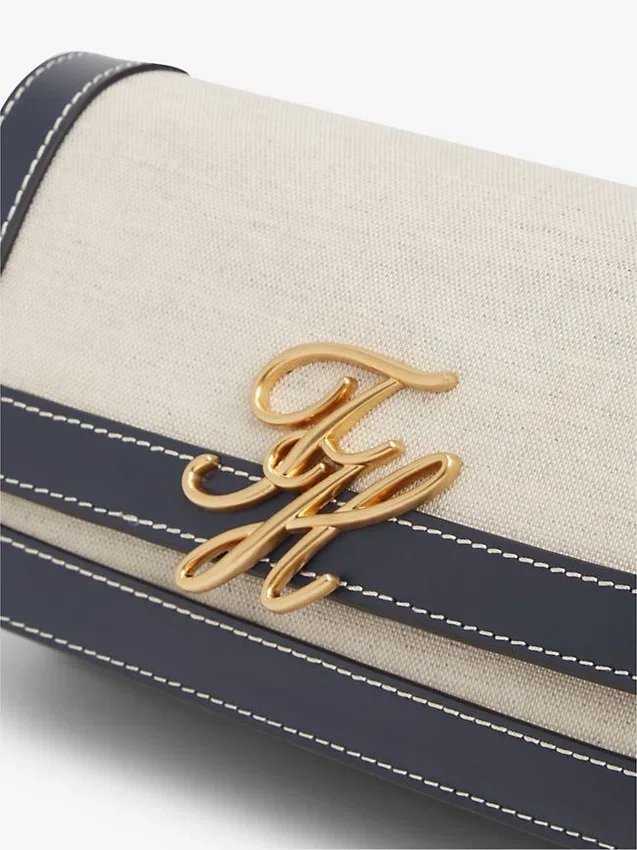 Geantă de umăr din pânză cu monogramă Geantă de umăr din pânză cu monogramă