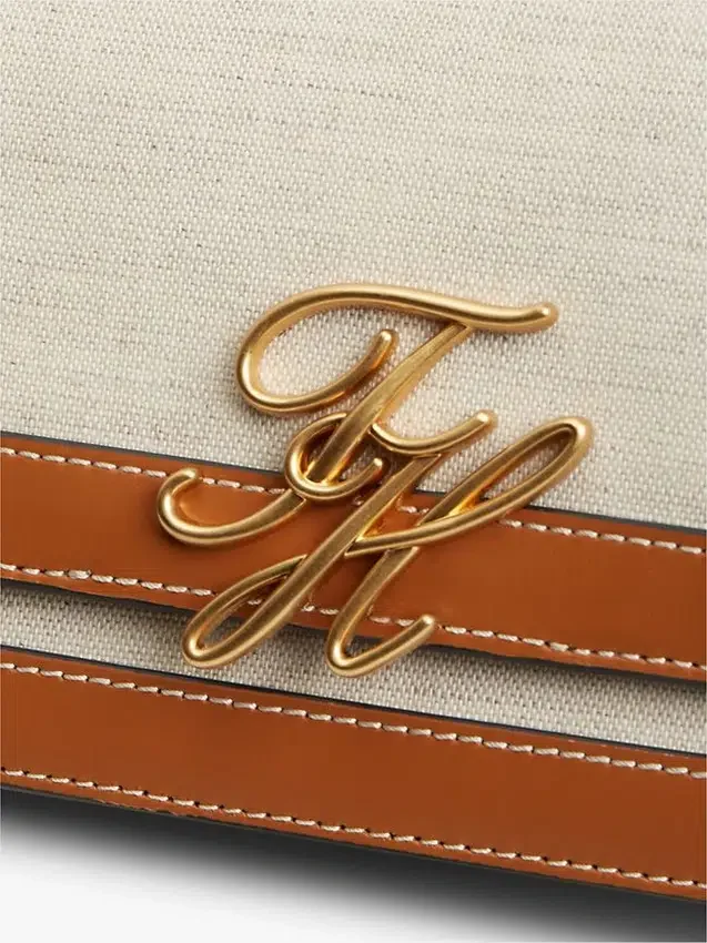 Geantă de umăr din pânză cu monogramă Geantă de umăr din pânză cu monogramă